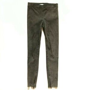 Vince Nubuck Leather Suede Leggings Pants Womens Small Gray Skinny Ankle Zip S